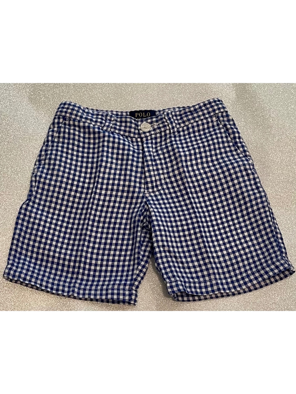 Polo Ralph Lauren Boys' Blue and White Gingham Check Shorts Size 4T